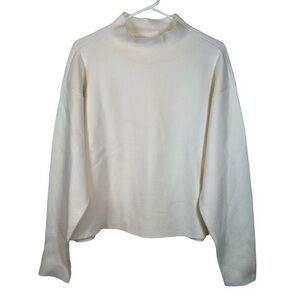 Maeve Anthropologie White Mockneck Viscose Polyester Nylon Sweater Small GUC